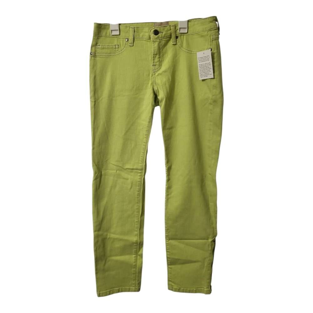 Chaser Womens Lime Green‎ Cropped Jeans With Zipper Hem Size 28 New